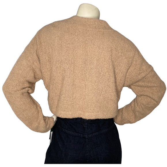 NWT! Wild Fable Super Soft Crop Top Button Down Sweater Cardigan, Taupe - Picture 2 of 8